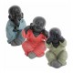 Statuette XXL : Les 3 moines de la sagesse assis, Color Line, H 35 cm