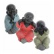 Statuette XXL : Les 3 moines de la sagesse assis Color Line, H 35 cm