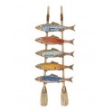 Déco murale en Bois : Rames & Poissons, H 53 cm