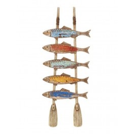 Déco murale en Bois : Rames & Poissons, H 53 cm