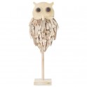 Déco en Bois flotté à poser : Le Hibou sur socle, H 56 cm