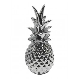 Fruit déco Céramique : Ananas chromé, H 26 cm
