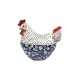 Poule en résine, Collection Deft, Modèle Blanc & Bleu, H 17 cm