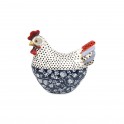 Poule en résine, Collection Deft, Modèle Blanc & Bleu, H 17 cm