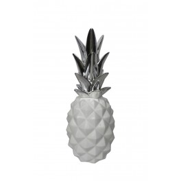 Fruit Design en résine Taille : Ananas Blanc & Chrome, H 29 cm