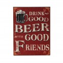 Plaque métal Beer & Good friends, H 33 cm