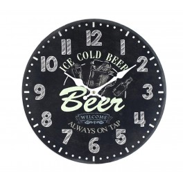 Horloge MDF thème BIère, Ice cold Beer, Diam 34 cm
