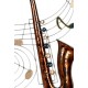 Déco murale métal : Saxo & Portée musicale, H 81 cm