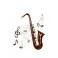 Déco murale métal : Saxo & Portée musicale, H 81 cm