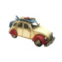 2CV miniatures en métal : Modèle Crême & Rouge, L 26 cm