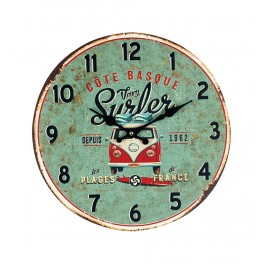Horloge vintage Combi : Modèle Côte Basque, Venez Surfer, Diam 34 cm