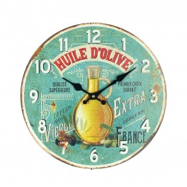 Horloge MDF thème Huile d'olive extra, Diam 34 cm