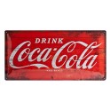 Plaque 3D Métal Rouge : Drink Coca-Cola, 50 x 25 cm