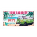 Déco mur vintage : Plaque Combi vert, "Surf Paradise : Best holidays", L 60 cm