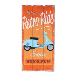 Déco murale vintage en bois : Vespa Retro Ride, H 60 cm