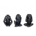 Set 3 Singes de la sagesse, Finition Antic Line, H 19 cm