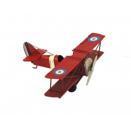 Avion Biplan en métal, Modèle rouge L 13,5 cm