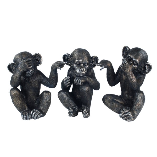 3 singes de la Sagesse collection animaux en bois Peterandclo H7.5CM 7689 