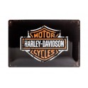 Plaque 3D métal 20x30 cm : logo Harley Davidson Motor cycles noire