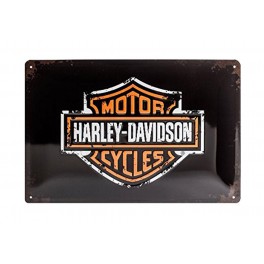 Plaque 3D métal 20x30 cm : logo Harley Davidson Motor cycles noire