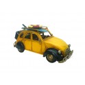 Grand véhicule 2CV en métal avec Valise Vintage, Modèle Jaune et Noir, L 26 cm