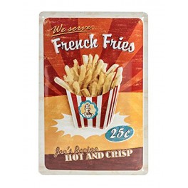 Plaque métal 3D 20x30 cm sous licence: French fries