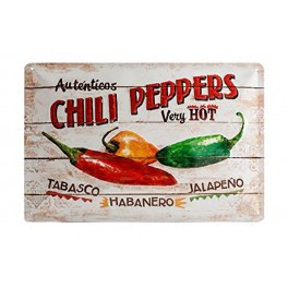 Plaque métal 3D 20x30 cm sous licence: Autenticos Chili Peppers