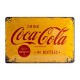 Plaque métal 20 x 30 cm officielle : Coca-Cola sur fond jaune