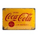 Plaque métal 20 x 30 cm officielle : Coca-Cola sur fond jaune