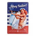 Plaque métal 3D 20x30 cm sous licence: Pin-up Ahoy sailor