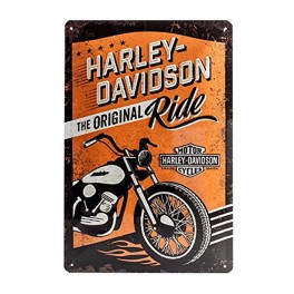 Plaque 3D métal 20x30 cm Harley Davidson: The original ride avec moto