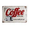 Plaque métal 3D 20x30 cm sous licence: Strong coffee served here