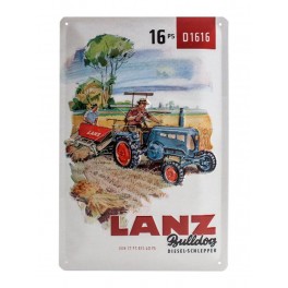 Plaque 3D métal 20 x 30 cm : Tracteur Deutz