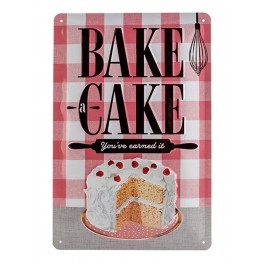 Plaque métal 3D 20x30 cm sous licence: Bake Cake