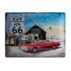 Plaque 3D métal :Route 66 avec Cadillac rouge 30 x 40 cm