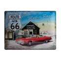 Plaque 3D métal :Route 66 avec Cadillac rouge 30 x 40 cm