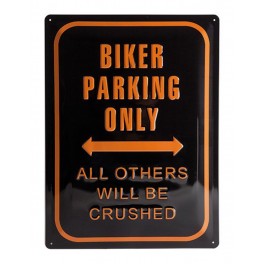 Plaque 3D Métal Harley Davidson : Biker Parking Only, 30 x 40 cm