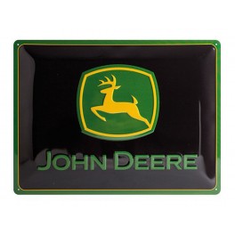 Plaque 3D métal noire 30x40 cm : Logo John Deere 