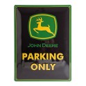 Plaque 3D métal noire 30x40 cm : John Deere parking only 