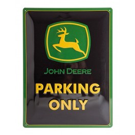 Plaque 3D métal noire 30x40 cm : John Deere parking only