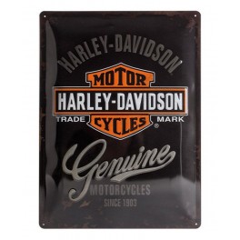 Plaque 3D métal : Harley Davidson genuine 30 x 40 cm