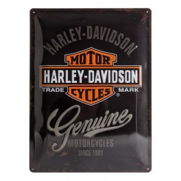 Plaque 3D métal : Harley Davidson genuine 30 x 40 cm