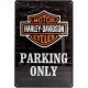 Plaque 3D Métal Harley Davidson : Parking Only, 30 x 40 cm