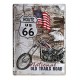 Plaque 3D métal :Route 66 avec moto type Harley 30 x 40 cm