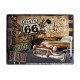 Plaque 3D métal : Route 66 avec voiture ancienne type Chevrolet 30 x 40 cm