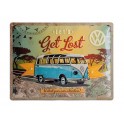 Plaque 3D métal Volkswagen : Combi Let's get lost 30 x 40 cm 