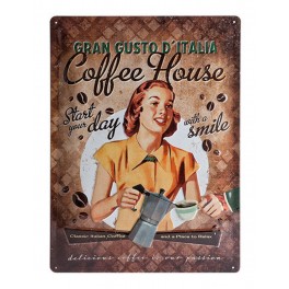 Plaque 3D Métal : Grand gusto d'Italia coffee house 30 x 40 cm