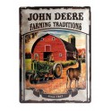 Plaque 3D métal noire : John Deere farming traditions 30 x 40 cm