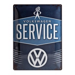 Plaque 3D Métal Volkswagen : Volkswagen Service avec logo VW , 30 x 40 cm