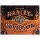 Plaque 3D métal Harley Davidson: logo Harley orange et noir avec flammes 30 x 40 cm